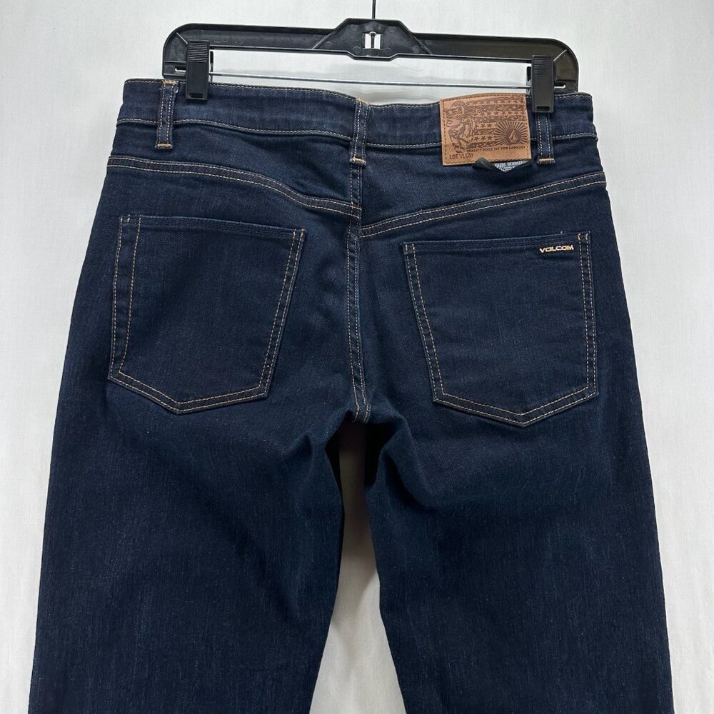 Volcom Solver Jeans Mens 30 Modern Fit Straight Leg Stretch Denim Dark Blue Wash - Picture 5 of 13